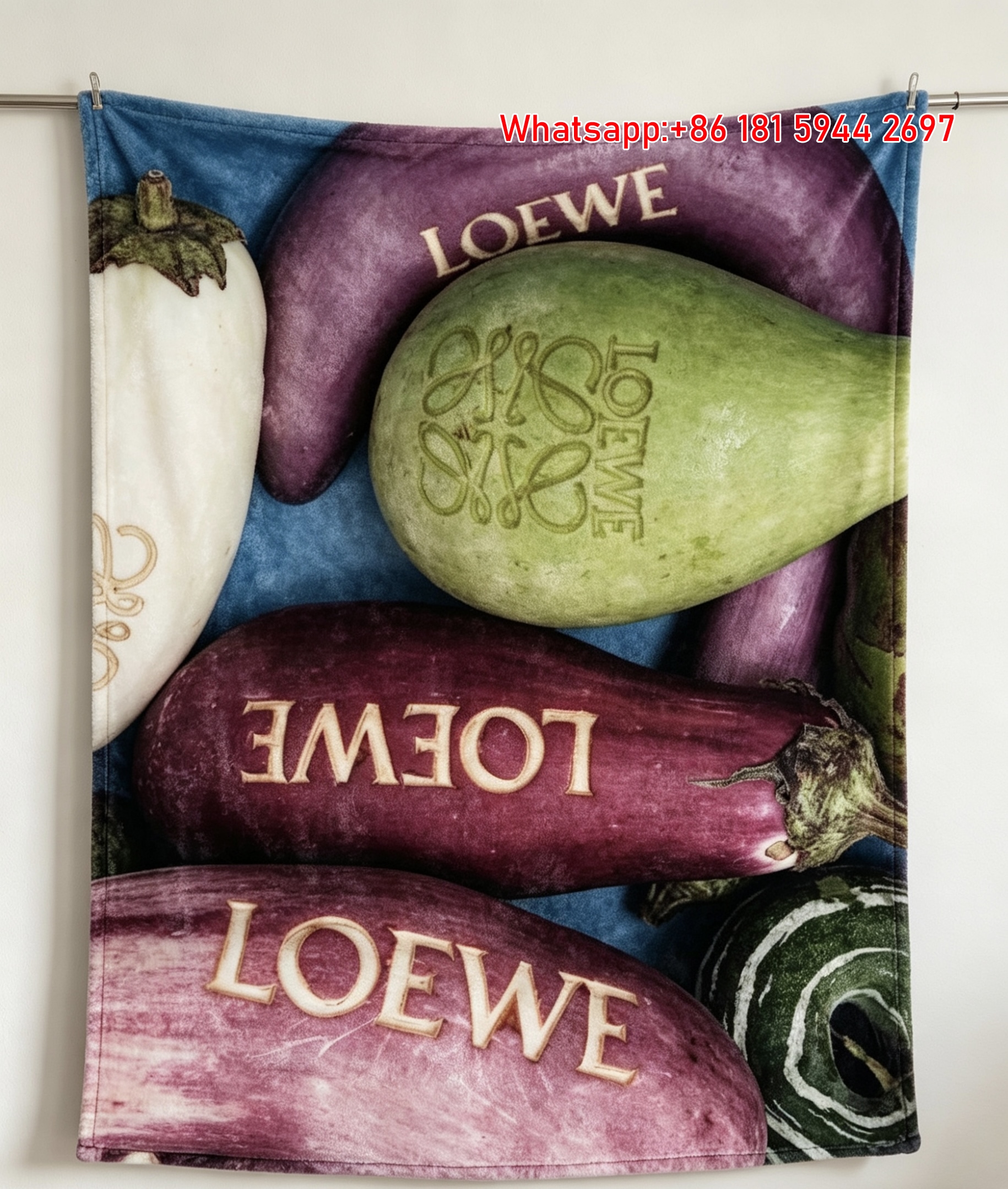 LOEWE Eggplant Carving Flannel Fleece Throw Blanket L022